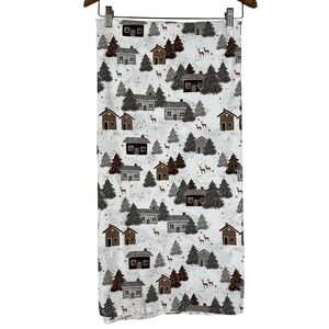 Etta Vee Christmas Village Houses Trees Deer Winter Rectangular Tablecloth Linen